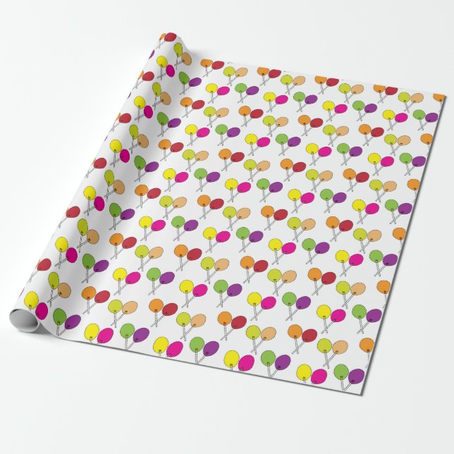 Suckers lollipops in green, purple, pink, yellow wrapping paper (Unrolled)