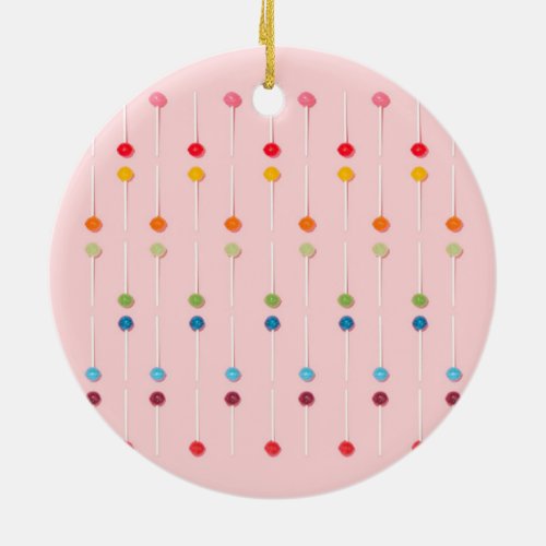 Suckers Lollypop Candy Rainbow Ceramic Ornament