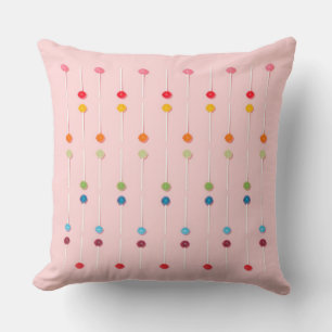 Suckers Lollypop Candy Rainbow Throw Pillow