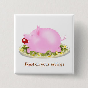 Suckling Piggy Bank "Feast on your savings" Money Button