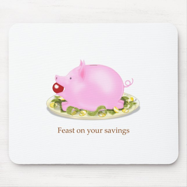 Suckling Piggy Bank on a Bed of Money Mouse Pad (Front)