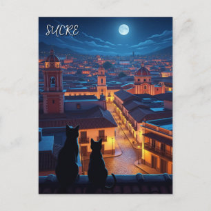 Sucre Bolivia cats Night Postcard