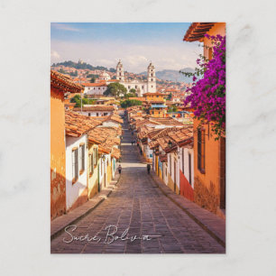 Sucre Bolivia Travel Watercolor Postcard