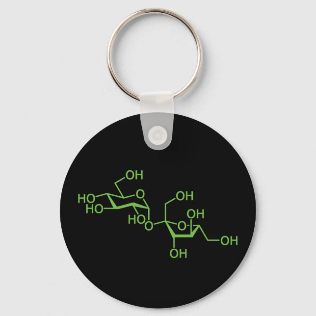 Sucrose Sugar Molecule Chemical Diagram Keychain (Front)