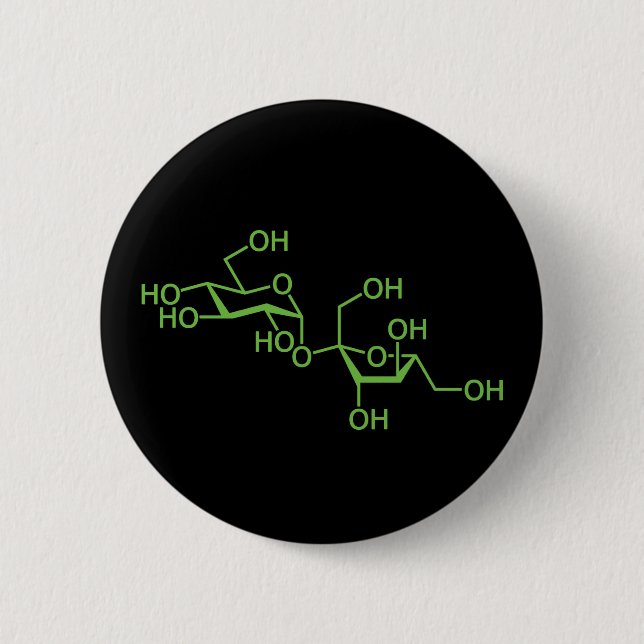 Sucrose Sugar Molecule Chemical Diagram Pinback Button (Front)