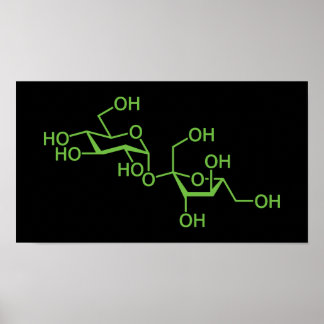 Sucrose Sugar Molecule Chemical Diagram Poster