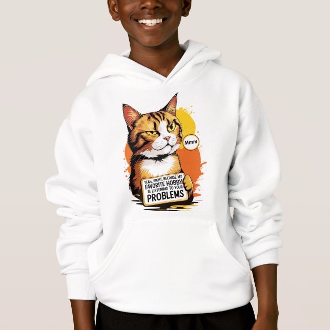 Sudadera Cat with Sarcastic Attitude Hoodie (Front)