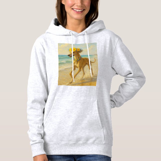 Sudadera Galgo en la playa estilo pintura Hoodie (Front)