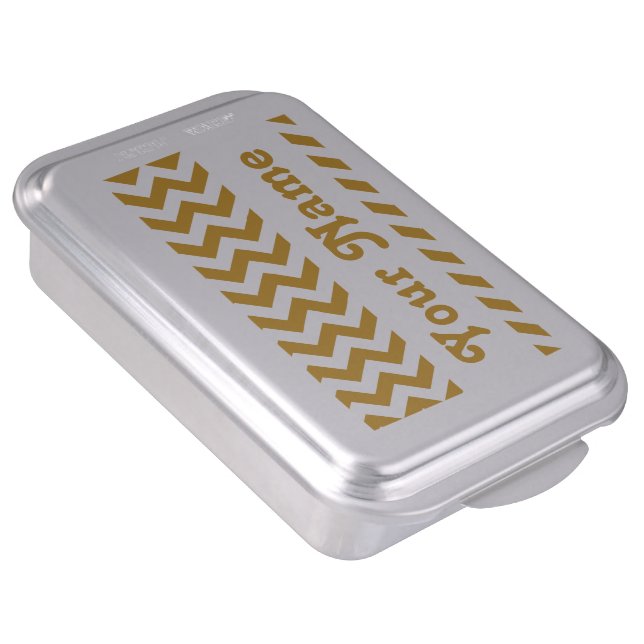 Sudan Brown Safari Chevron with customizable name Cake Pan (Side)