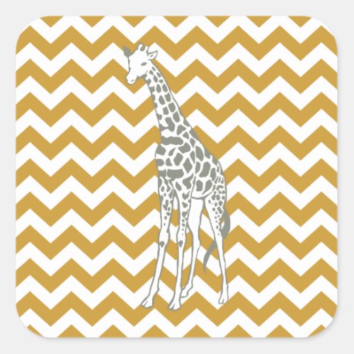 Sudan Brown Safari Chevron with Pop Art Giraffe Square Sticker