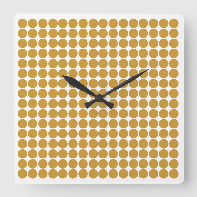 Sudan Brown Safari Dot Square Wall Clock (Front)