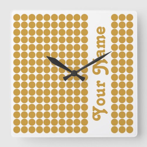 Sudan Brown Safari Dot with name Square Wall Clock