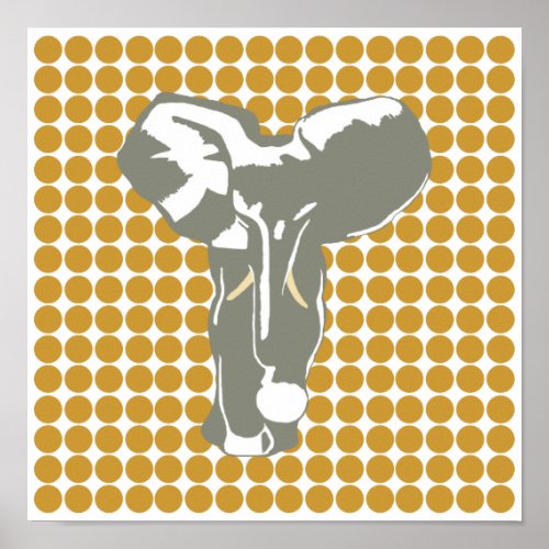 Sudan Brown Safari Dot with Pop Art Elephant Poster