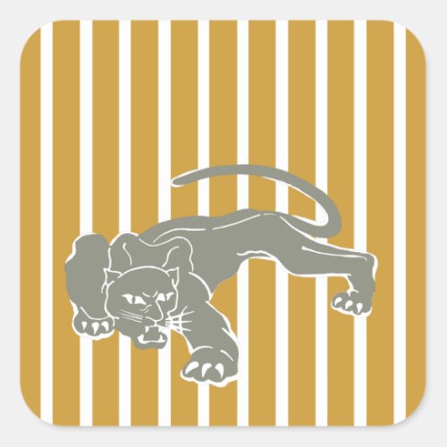 Sudan Brown Safari Stripe with Leopard Square Sticker