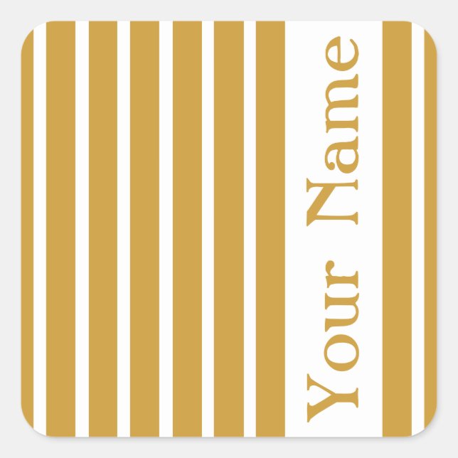 Sudan Brown Safari Stripe with name Square Sticker (Front)