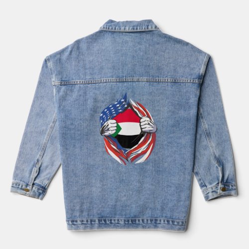 Sudan Flag American Proud Of My Sudanese Heritage  Denim Jacket