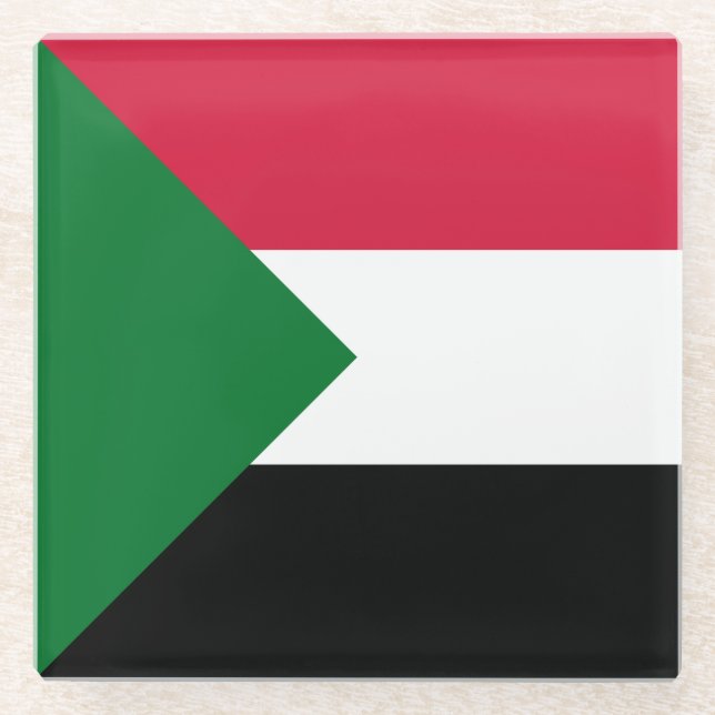 Sudan Flag Glass Coaster (Front)