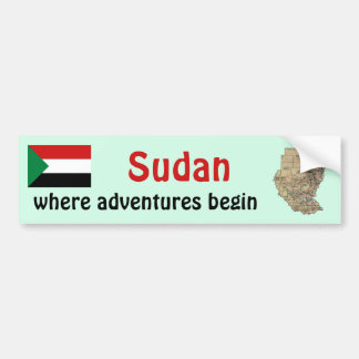 Sudan Flag + Map Bumper Sticker