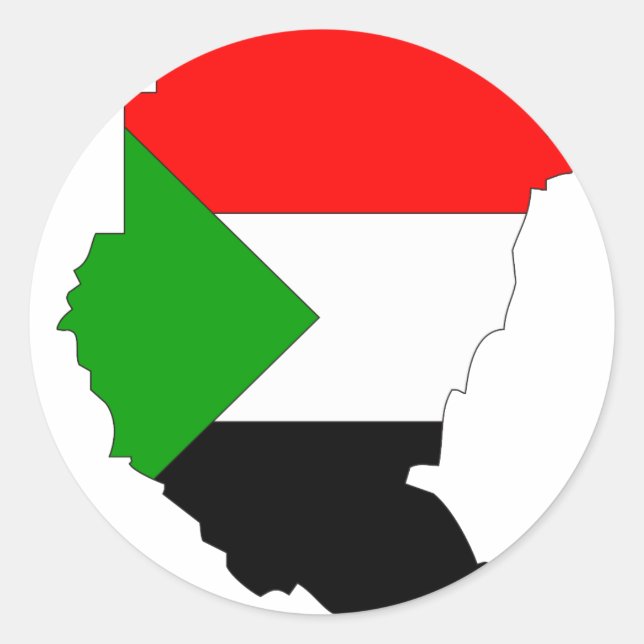 Sudan flag map classic round sticker (Front)