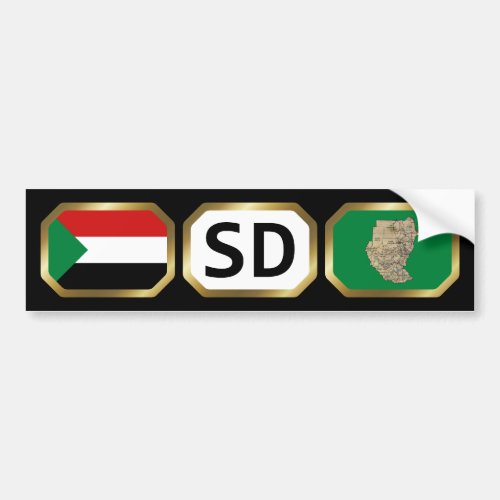 Sudan Flag Map Code Bumper Sticker