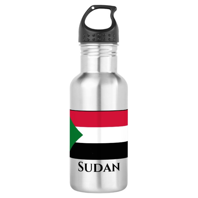 Sudan Flag Stainless Steel Water Bottle (Front)