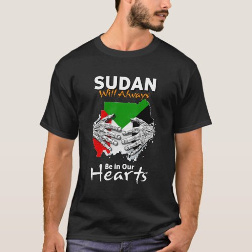 Sudan In Our Heart Sudan Map With Color Flag Proud T_Shirt