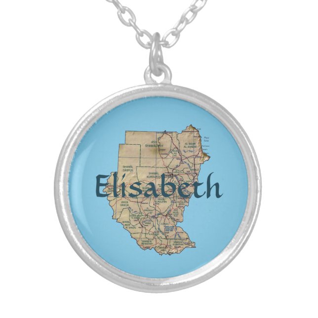 Sudan Map + Name Necklace (Front)