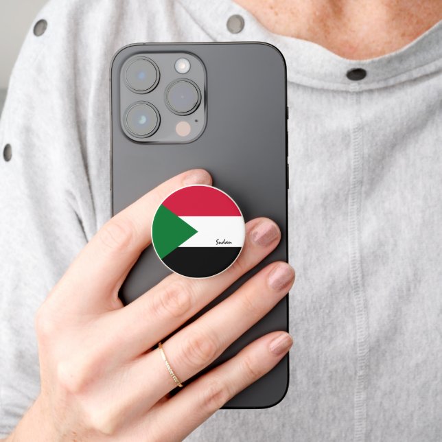 Sudan phone grip, patriotic Sudanese Flag PopSocket (Hand)