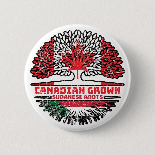 Sudan Sudanese Canadian Canada Tree Roots Flag Button (Front)