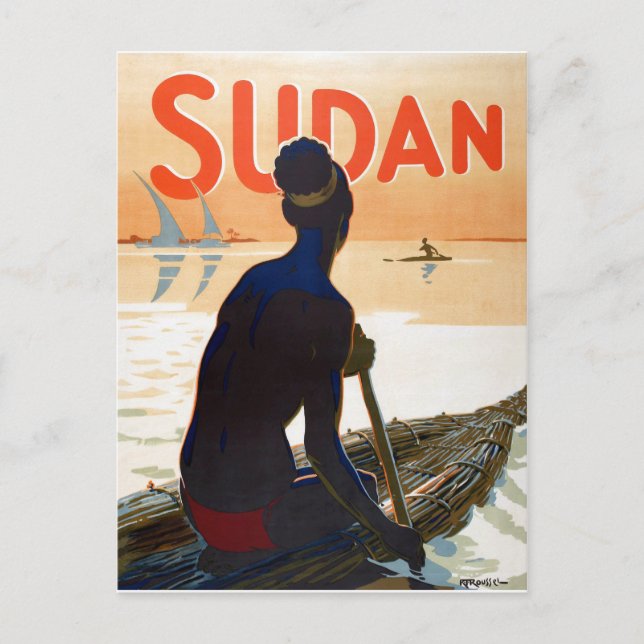 Sudan, traditional fishing, vintage travel postcard (Front)