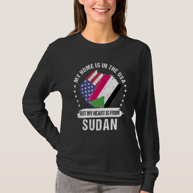 Sudanese American Patriot Grown Proud My Heart is  T-Shirt (Front)