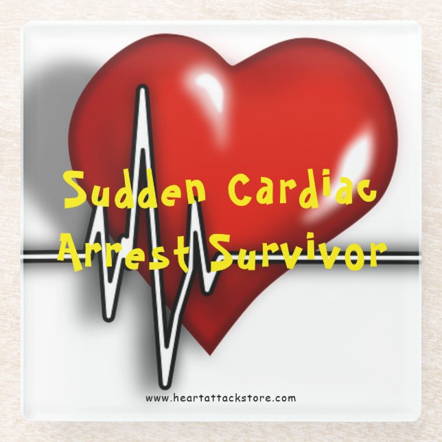 Sudden Cardiac Arrest Survivor Glass Coaster (Front)