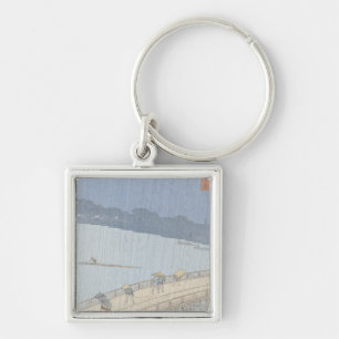 Sudden Shower on Ohashi Bridge at Ataka Keychain