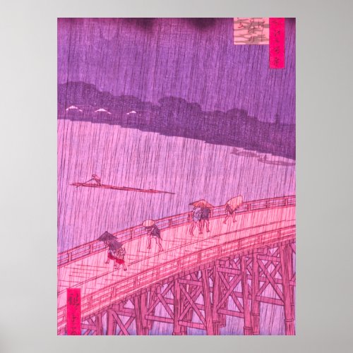 Sudden Shower Over ÅŒhashi Bridge and Atake by Utag Poster