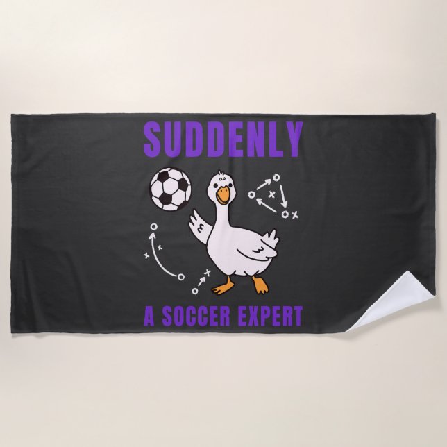 Suddenly a soccer expert beach towel (Front)