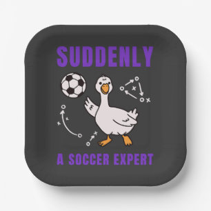 Suddenly a soccer expert paper plates
