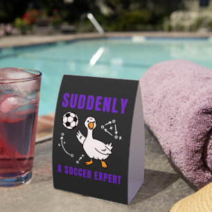 Suddenly a soccer expert paper table tent 