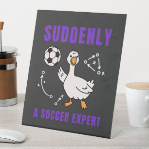 Suddenly a soccer expert pedestal sign