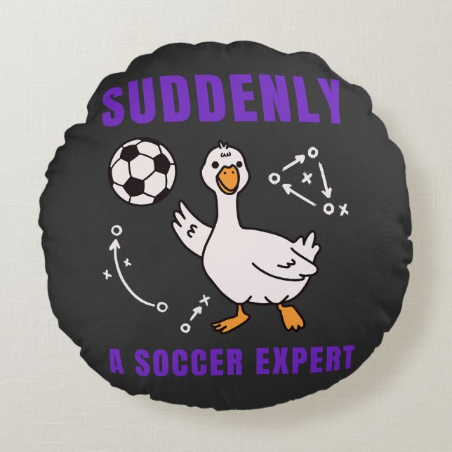 Suddenly a soccer expert round pillow (Front)