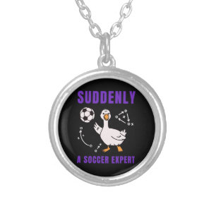 Suddenly a soccer expert silver plated necklace