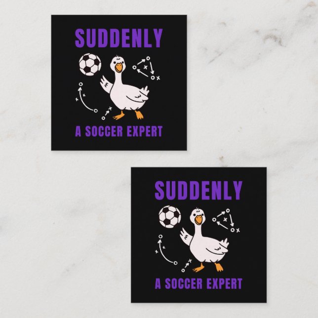 Suddenly a soccer expert square business card (Front/Back)