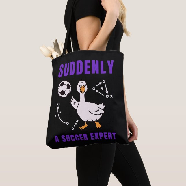 Suddenly a soccer expert tote bag (Close Up)