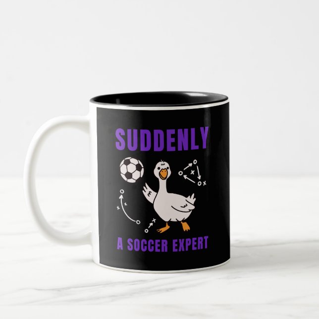 Suddenly a soccer expert Two-Tone coffee mug (Left)