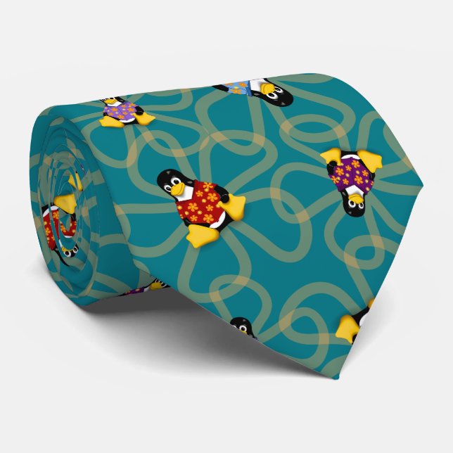 Suddenly Penguins Tie (Turquoise) (Rolled)