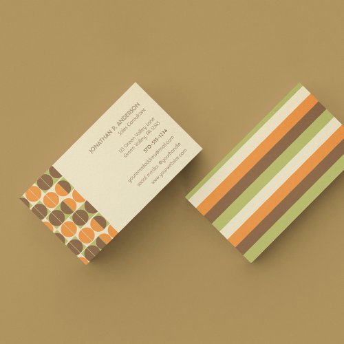Suddenly Seventies Orange Brown Green Geometric Business Card