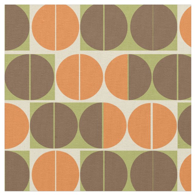 Suddenly Seventies Orange Brown Green Geometric Fabric (Close Up)