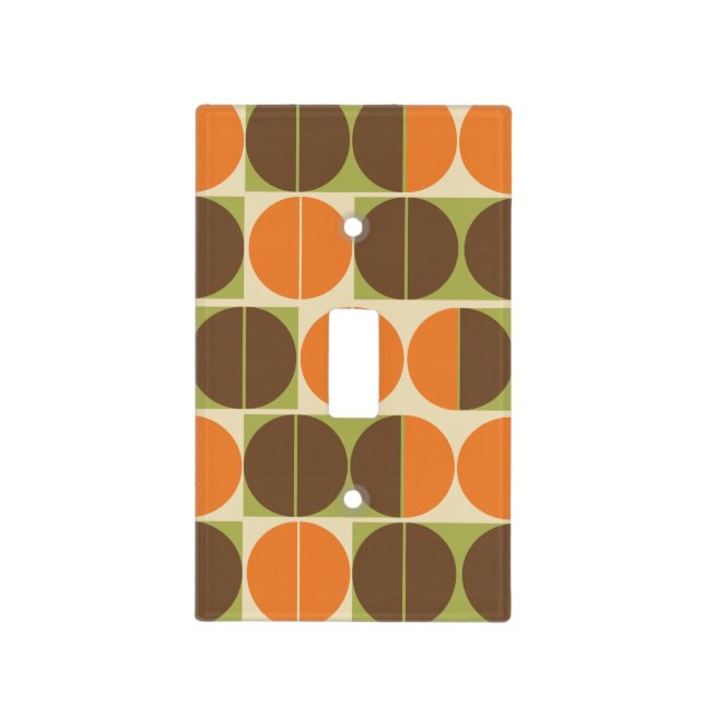 Suddenly Seventies Orange Brown Green Geometric Light Switch Cover (Front)