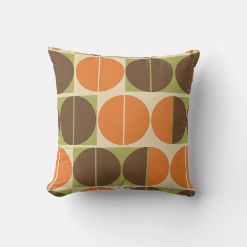 Suddenly Seventies Orange Brown Green Geometric Throw Pillow