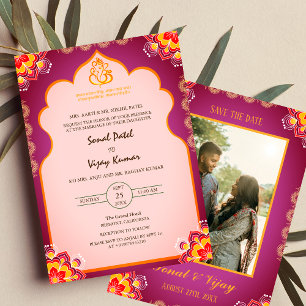 Sudh Desi Indian Hindu Wedding Ganesha Logo Chakra Invitation