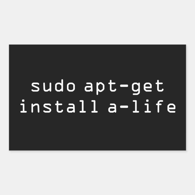 sudo apt-get install a-life rectangular sticker (Front)